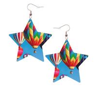 Orecchini da donna a forma di mongolfiera, orecchini pendenti a forma di stella scintillante, gioielli alla moda per una serata fuori, One Size, Pelle