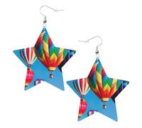 Orecchini da donna a forma di mongolfiera, orecchini pendenti a forma di stella scintillante, gioielli alla moda per una serata fuori, One Size, Pelle