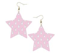 Orecchini da donna a forma di orso polare rosa, orecchini pendenti a forma di stella scintillante, gioielli alla moda per una serata fuori, One Size, Pelle