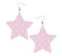 Orecchini da donna a forma di orso polare rosa, orecchini pendenti a forma di stella scintillante, gioielli alla moda per una serata fuori, One Size, Pelle