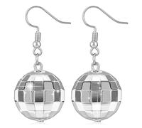 Orecchini da donna a forma di palla da discoteca: orecchini pendenti vintage a specchio in argento anni '70, accessori per feste da ballo e discoteca