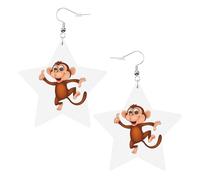 Orecchini da donna a forma di scimmia, orecchini pendenti a forma di stella scintillante, gioielli alla moda per una serata fuori, One Size, Pelle