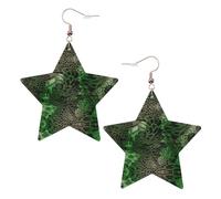 Orecchini da donna a forma di serpente verde, orecchini pendenti a forma di stella scintillante, gioielli alla moda per una serata fuori, One Size, Pelle