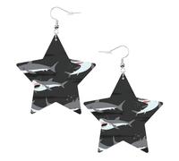 Orecchini da donna a forma di squalo, scintillanti orecchini pendenti a forma di stella, gioielli alla moda per una serata fuori, One Size, Pelle
