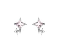 Orecchini da donna a forma di stella, con zirconia cubica rosa, design a quattro punte, gioielli alla moda delicati per matrimoni, balli scolastici, uso quotidiano, regalo