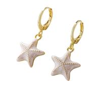 Orecchini da donna a forma di stella marina fibbie per orecchini pendenti moda gioielli in rame texture per abiti di moda abbinati gocce fatte a mano, Misura unica, come descritto, come descritto