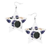 Orecchini da donna a forma di tamburo jazz, orecchini pendenti a forma di stella scintillante, gioielli alla moda per una serata fuori, One Size, Pelle