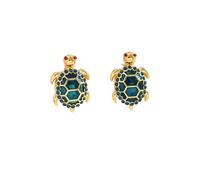 Orecchini da donna a forma di tartaruga, color oro e blu, eleganti orecchini scintillanti per feste, vacanze