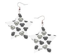 Orecchini da donna a forma di testa di bulldog americano, orecchini pendenti a forma di stella scintillante, gioielli alla moda per una serata fuori, One Size, Pelle