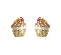 Orecchini da donna a forma di torta dolce, con zirconi lucidi intarsiati a olio dipinto, design originale, gioielli placcati in oro rame splendido abbinamento per abiti, camicie e tutti i tipi di