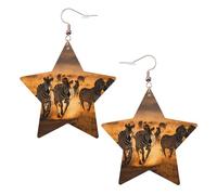 Orecchini da donna a forma di zebra, con ciondolo a forma di stella scintillante, gioielli alla moda per una serata fuori, One Size, Pelle