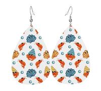 Orecchini da donna a goccia in pelle con granchio eremita