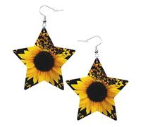 Orecchini da donna alla moda a forma di farfalla e girasole, orecchini pendenti celesti, gioielli a forma di stella per un versatile, One Size, Pelle