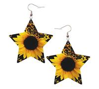 Orecchini da donna alla moda a forma di farfalla e girasole, orecchini pendenti celesti, gioielli a forma di stella per un versatile, One Size, Pelle