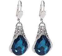 Orecchini da donna alla moda a goccia con finto zaffiro pendente, chiusura a monachella, idea regalo