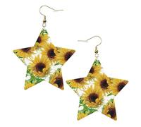 Orecchini da donna alla moda con girasoli gialli, orecchini pendenti celesti, gioielli a forma di stella per un versatile, One Size, Pelle