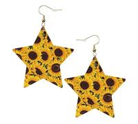 Orecchini da donna alla moda con girasoli gialli, orecchini pendenti celesti, gioielli a forma di stella per un versatile, One Size, Pelle