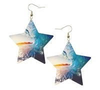 Orecchini da donna alla moda con paesaggio marino al tramonto, orecchini pendenti celesti, gioielli a forma di stella per un versatile, One Size, Pelle