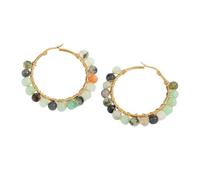 Orecchini Da Donna Alla Moda con Perline Di Pietre Preziose, Perline Di Agata Acquatica Naturale, Orecchini A Cerchio Boho Fatti A Mano, Orecchini Esagerati, Gioielli Da Spiaggia per Le Donne