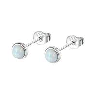 Orecchini da donna alla moda, orecchini da donna con opale bianco geometrico cerchi per sorella gioielli per ballo di fine anno semplice, 4 mm, Argento sterling, Opale