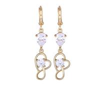 Orecchini da donna alla moda, pendenti in pietra dorata, con gocce d'acqua e cuore cavo, a forma di zirconi, 10 x 40 mm, per San Valentino
