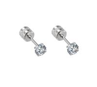 Orecchini da donna alla moda per tutti i giorni, graziosi orecchini da donna rotondi da 2/8 mm con zirconia cubica in acciaio inossidabile, acciaio inox, Zirconie sintetico