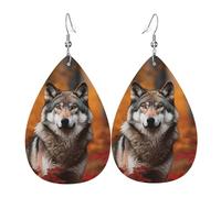 Orecchini Da Donna Autumn Animals Wolf Ecopelle Orecchino Classico Moda Orecchini In Pelle A Goccia, Per Ouple, Valentine'S Day, Party