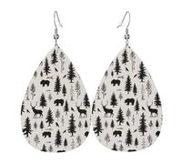 Orecchini Da Donna Bear, Deer, Bird And Tree Silhouette Orecchini Pendent Penzolare Divertenti Orecchino In Pelle Per Cosplay Carnevale Ragazze