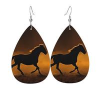 Orecchini Da Donna Black Horses Red Glowing Clouds Ecopelle Orecchino Moda Classico Orecchini A Goccia Lunghi, Per Valentine'S Day, Ouple, Carnevale