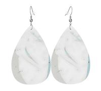 Orecchini Da Donna Blue And White Art Ecopelle Orecchino Confortevoli Moda Orecchini In Pelle A Goccia, Per Ouple, Valentine'S Day, Wedding