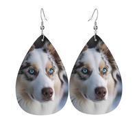 Orecchini Da Donna Blue Eyed Dog Ecopelle Orecchino Classico Confortevoli Orecchini A Goccia Lunghi, Per Wedding, Ouple, Valentine'S Day