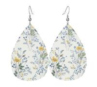 Orecchini Da Donna Blue Flower Pattern Ecopelle Orecchino Decorazioni Per Feste Moda Orecchini A Goccia Lunghi, Per Party, Valentine'S Day, Wedding