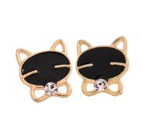 Orecchini da donna Boho Fashion, 1 paio di eleganti orecchini a forma di gatto, eleganti e carini, in oro, con mini cuore, Misura unica, Metallo