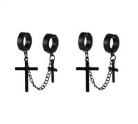 Orecchini da donna Boho, kit per la creazione di orecchini vintage con catena a croce e nappa, in acciaio inossidabile, acciaio inox, Non pietra preziosa