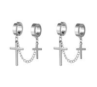 Orecchini da donna Boho, kit per la creazione di orecchini vintage con catena a croce e nappa, in acciaio inossidabile, acciaio inox, Non pietra preziosa