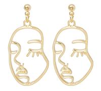 Orecchini da donna classici in lega scavano pendenti con orecchio a forma di viso Lady Earbob GoldMolto bello e alla moda.