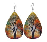 Orecchini Da Donna Colorful Life Trees Orecchino In Ecopelle Classico Confortevoli Orecchini In Pelle A Goccia, Per Birthday, Wedding, Party