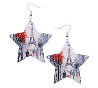 Orecchini da donna con albero della città di Parigi, Torre Eiffel, orecchini pendenti a forma di stella scintillante, gioielli alla moda per una serata fuori, One Size, Pelle