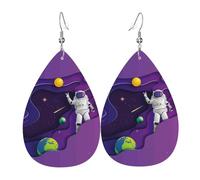 Orecchini da donna con astronauta in missione nello spazio esterno, orecchini colorati in pelle a goccia per donne alla moda, orecchini a goccia gioielli