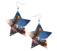 Orecchini da donna con bandiera americana e aquila, orecchini pendenti con stella scintillante, gioielli alla moda per una serata fuori, One Size, Pelle