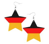 Orecchini da donna con bandiera della Germania, orecchini pendenti a forma di stella scintillante, gioielli alla moda per una serata fuori, One Size, Pelle