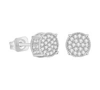 Orecchini da donna con brillantini, placcati in oro 5 A+, zirconia cubica, Cluster Round Screw On Stud, 5 mm, Taglia unica, Metallo, Nessuna pietra preziosa