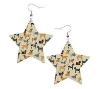 Orecchini da donna con cane segugio, orecchini pendenti a forma di stella scintillante, gioielli alla moda per una serata fuori, One Size, Pelle