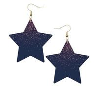 Orecchini da donna con cielo blu navy e stelle, orecchini pendenti a forma di stella scintillante, gioielli alla moda per la notte fuori, One Size, Pelle