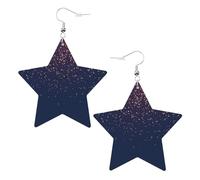 Orecchini da donna con cielo blu navy e stelle, orecchini pendenti a forma di stella scintillante, gioielli alla moda per la notte fuori, One Size, Pelle