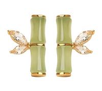 Orecchini da donna con ciondolo a forma di bambù. Design femminile. Giada di alta qualità. Orecchini antichi orecchini pendenti personalizzati per le donne, Misura unica, Rame, Nessuna pietra preziosa