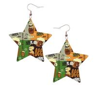 Orecchini da donna con ciondolo a forma di stella, alla moda, per una serata fuori casa, One Size, Pelle