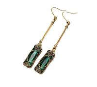 Orecchini da donna con cristalli verdi, a goccia, placcati in oro bianco, con base ad amo da pesca, idea regalo