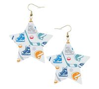 Orecchini da donna con elementi di hockey, fantasia, creativi, per feste, con stella scintillante, gioielli alla moda per una serata fuori, One Size, Pelle