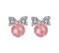 Orecchini da donna con fiocco e cuore leopardato, Misura unica, Plastica, Nessuna pietra preziosa